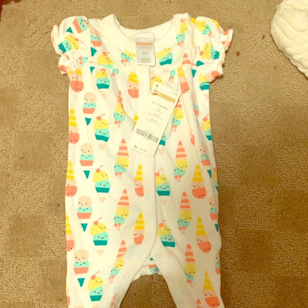 Gymboree footed Ice cream onesie